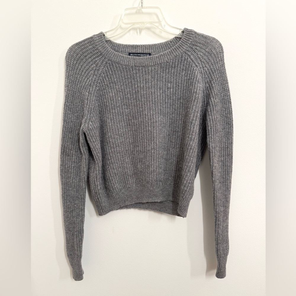 Brandy Melville Charcoal Gray Crew Neck Sweater